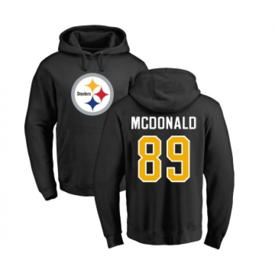 Football Pittsburgh Steelers #89 Vance McDonald Black Name & Number Logo Pullover Hoodie - Jersey