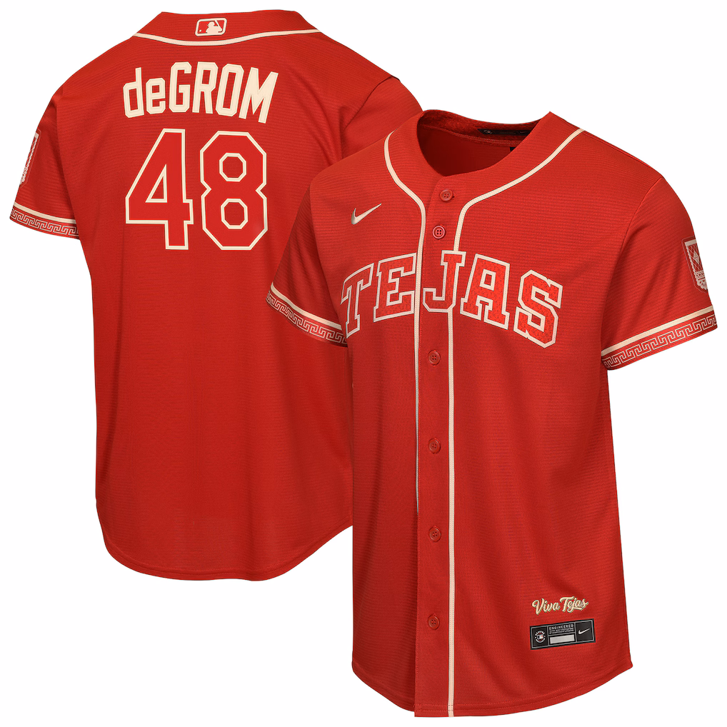 Youth Texas Rangers Jacob deGrom Nike Red 2026 City Connect Stadium Jersey - Jersey