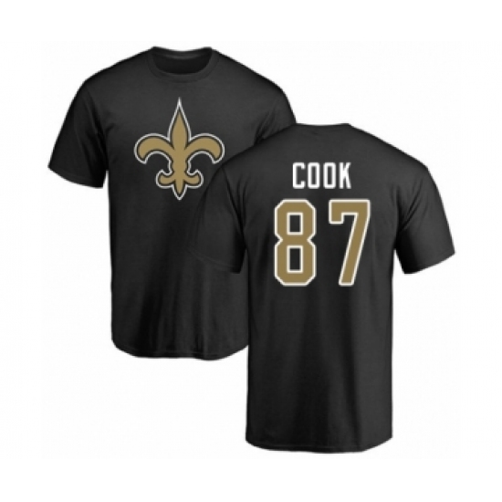 Football New Orleans Saints #87 Jared Cook Black Name & Number Logo T-Shirt - Jersey