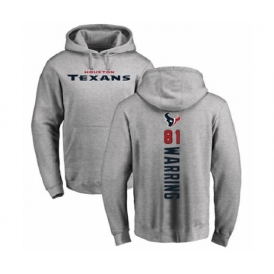 Football Houston Texans #81 Kahale Warring Ash Backer Pullover Hoodie - Jersey