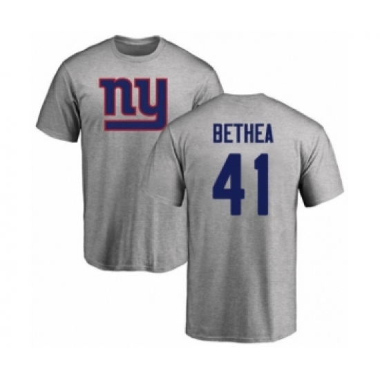 Football New York Giants #41 Antoine Bethea Ash Name & Number Logo T-Shirt - Jersey