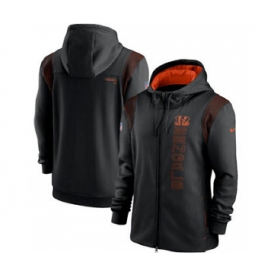 Men's Cincinnati Bengals 2021 Black Sideline Team Performance Full-Zip Hoodie - Jersey