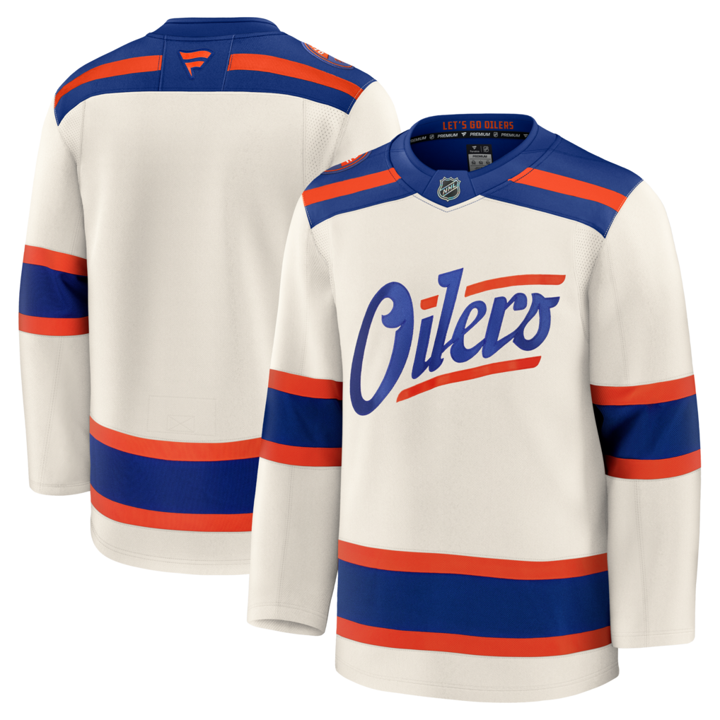 Men's Edmonton Oilers Fanatics Light Beige Alternate Premium Jersey - Jersey
