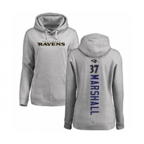 Football Women's Baltimore Ravens #37 Iman Marshall Ash Backer Pullover Hoodie - Jersey