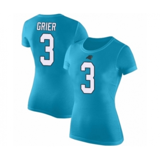 Football Women's Carolina Panthers #3 Will Grier Blue Rush Pride Name & Number T-Shirt - Jersey