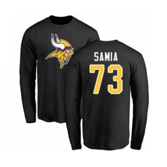 Football Minnesota Vikings #73 Dru Samia Black Name & Number Logo Long Sleeve T-Shirt - Jersey