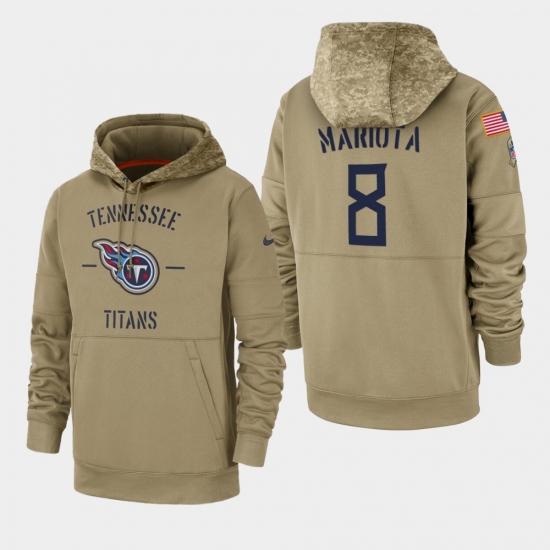 Men's Tennessee Titans #8 Marcus Mariota 2019 Salute to Service Sideline Therma Pullover Hoodie - Tan - Jersey