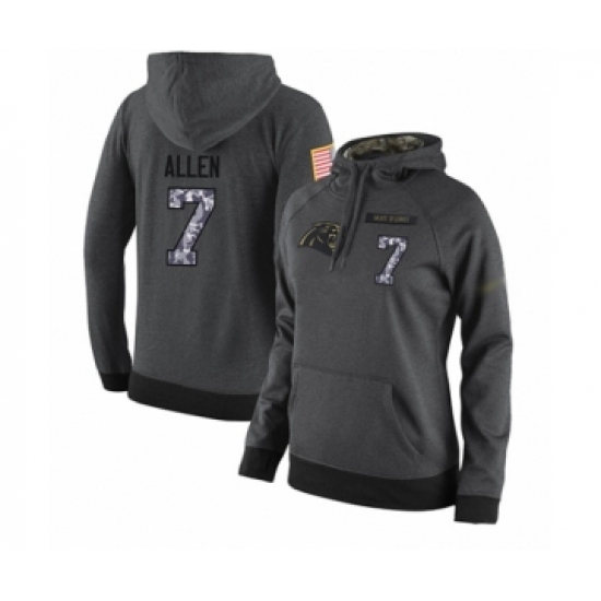 Football Women's Carolina Panthers #7 Kyle Allen Stitched Black Anthracite Salute to Service Player Performance Hoodie - Jersey