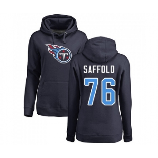 Football Women's Tennessee Titans #76 Rodger Saffold Navy Blue Name & Number Logo Pullover Hoodie - Jersey