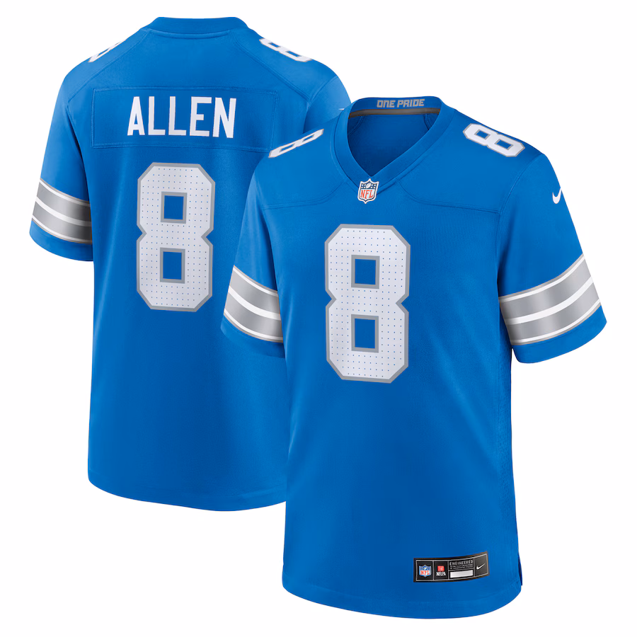 Men's Detroit Lions Kyle Allen Nike Blue Team Game Jersey - Jersey