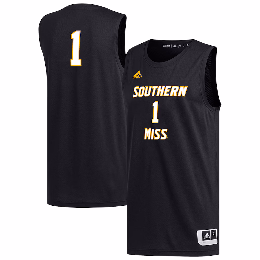 Men's adidas #1 Black Southern Miss Golden Eagles Replica Basketball Jersey - Jersey