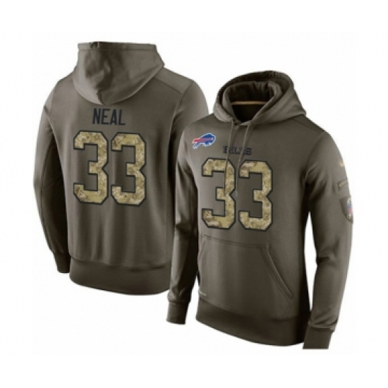 Football Men's Buffalo Bills #33 Siran Neal Green Salute To Service Pullover Hoodie - Jersey