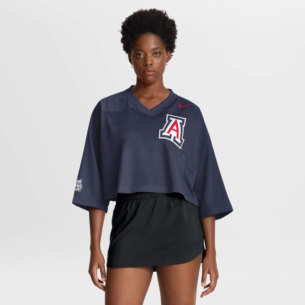 Women's Nike Navy Arizona Wildcats Cropped Mesh Dri-FIT Fashion Jersey - Jersey