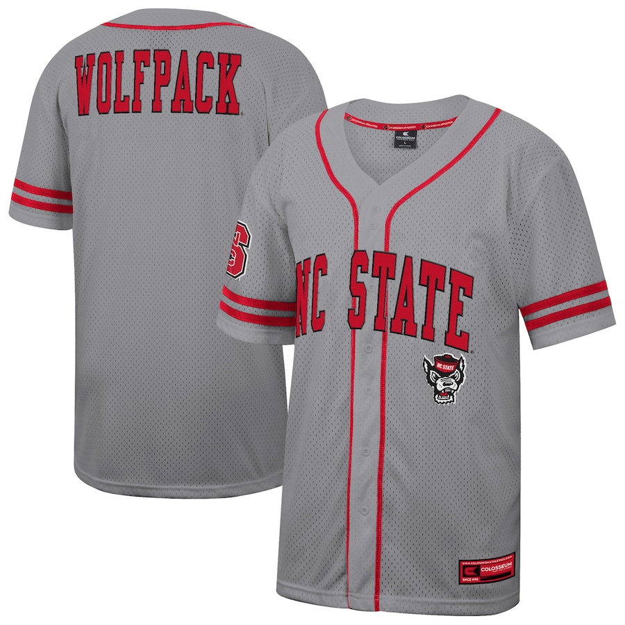 Men's Colosseum Gray NC State Wolfpack Free Spirited Baseball Jersey - Jersey