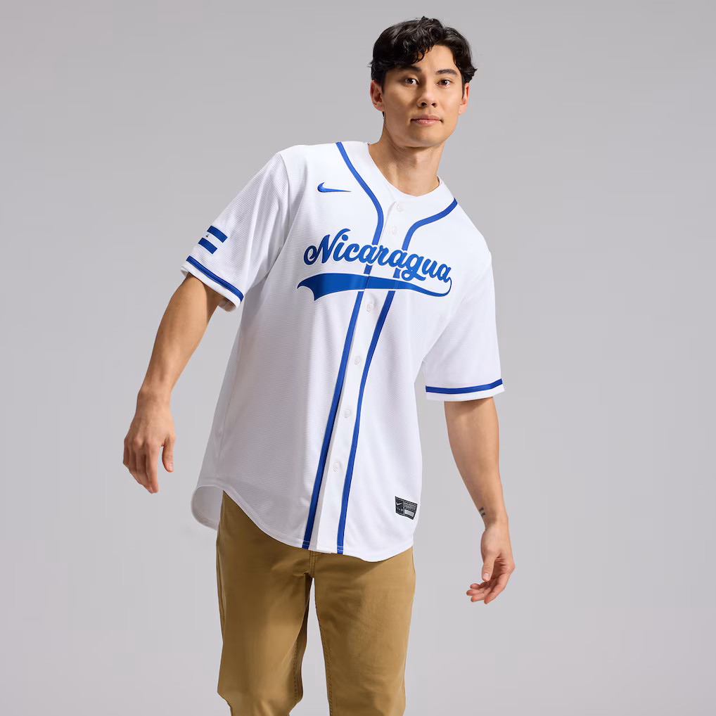 Men's Nicaragua Baseball Nike White 2026 World Baseball Classic Home Stadium Jersey - Jersey