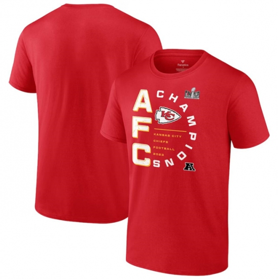 Men's Kansas City Chiefs Red 2023 AFC Champions Right Side Big & Tall T-Shirt - Jersey