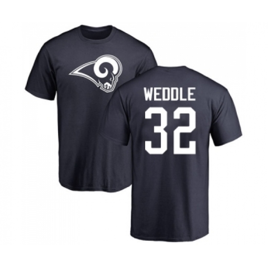 Football Los Angeles Rams #32 Eric Weddle Navy Blue Name & Number Logo T-Shirt - Jersey