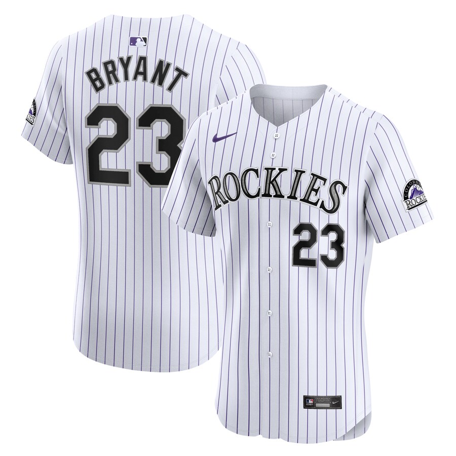 Men's Colorado Rockies Kris Bryant Nike White Home Elite Jersey - Jersey