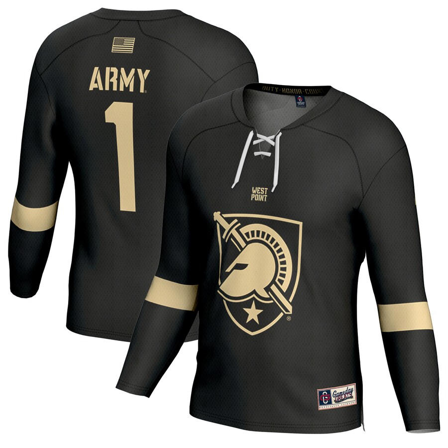 Youth GameDay Greats #1 Black Army Black Knights Ice Hockey Fashion Jersey - Jersey