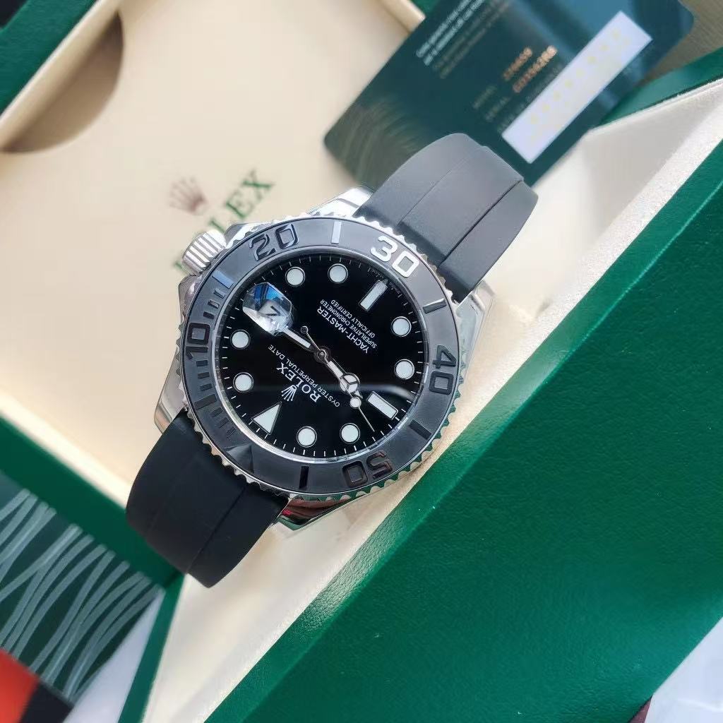 Code No. 5 Rolex Yacht-Master 18K White Gold Rubber Strap Watch