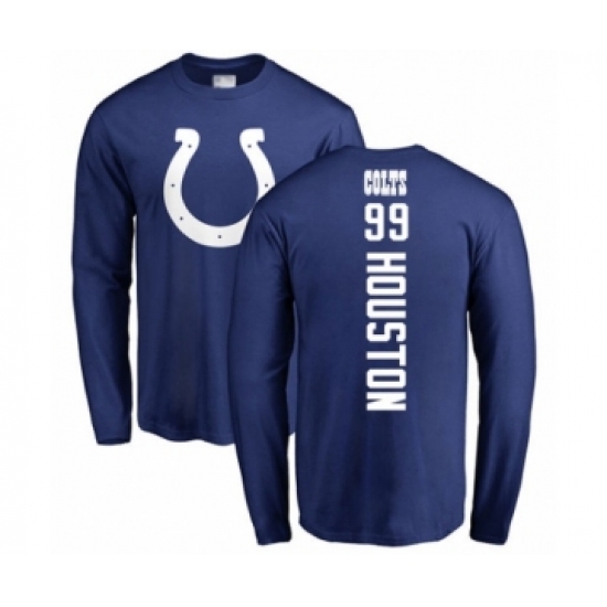 Football Indianapolis Colts #99 Justin Houston Royal Blue Backer Long Sleeve T-Shirt - Jersey