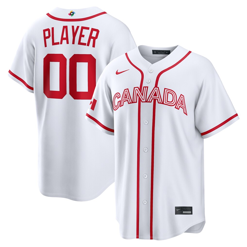 Men's Canada Baseball Nike White 2026 World Baseball Classic Home Pick-A-Player Jersey - Jersey