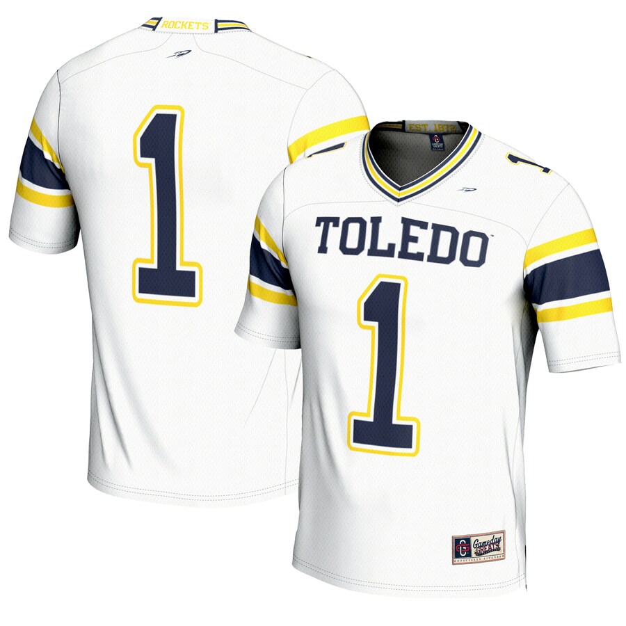 Youth GameDay Greats #1 White Toledo Rockets Endzone Football Jersey - Jersey