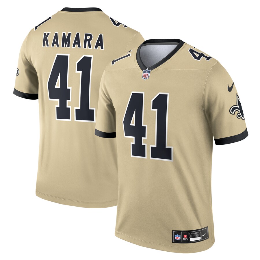 Men's New Orleans Saints Alvin Kamara Nike Gold Gameday Golds Alternate Legend Player Performance Top - Jersey