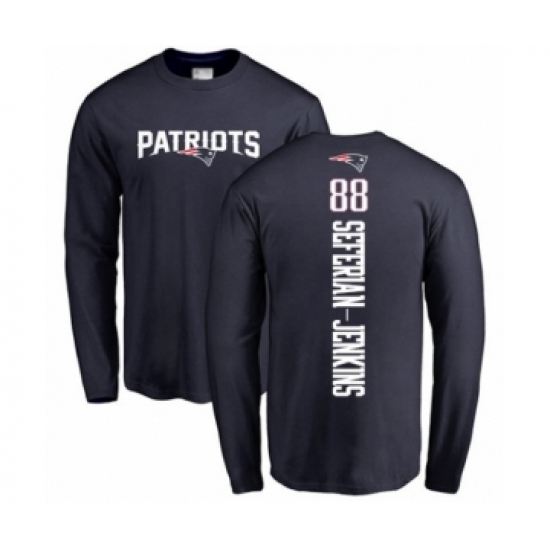Football New England Patriots #88 Austin Seferian-Jenkins Navy Blue Backer Long Sleeve T-Shirt - Jersey