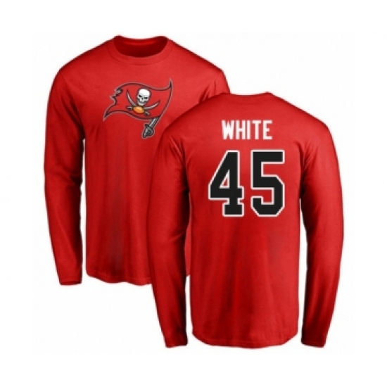 Football Tampa Bay Buccaneers #45 Devin White Red Name & Number Logo Long Sleeve T-Shirt - Jersey
