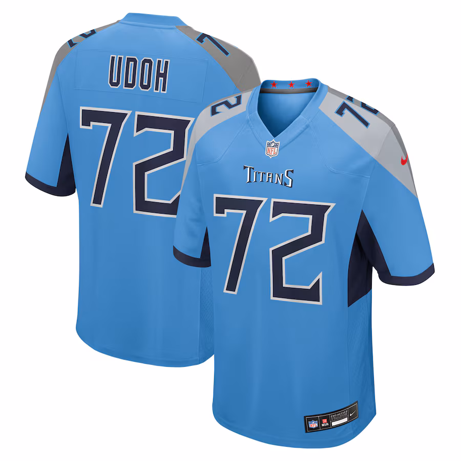 Men's Tennessee Titans Olisaemeka Udoh Nike Powder Blue Team Game Jersey - Jersey
