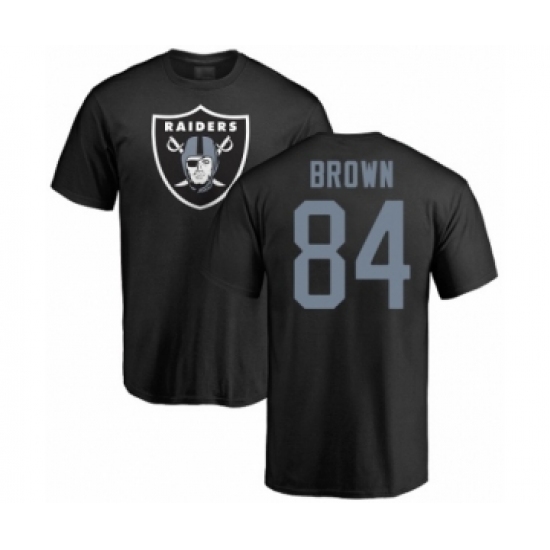 Football Oakland Raiders #84 Antonio Brown Black Name & Number Logo T-Shirt - Jersey