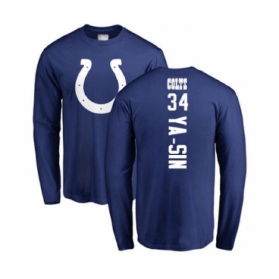 Football Indianapolis Colts #34 Rock Ya-Sin Royal Blue Backer Long Sleeve T-Shirt - Jersey