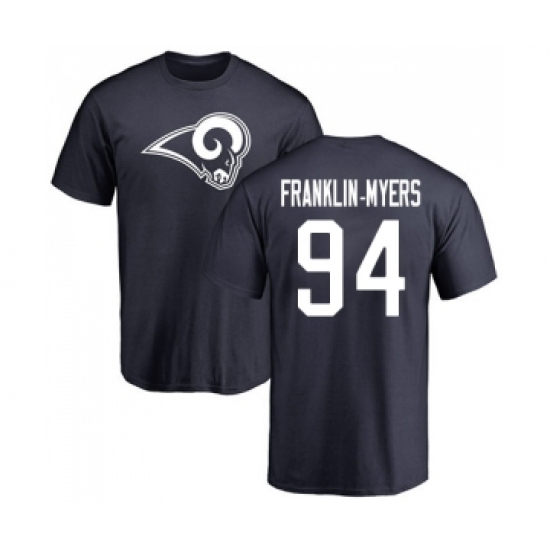 Football Los Angeles Rams #94 John Franklin-Myers Navy Blue Name & Number Logo T-Shirt - Jersey