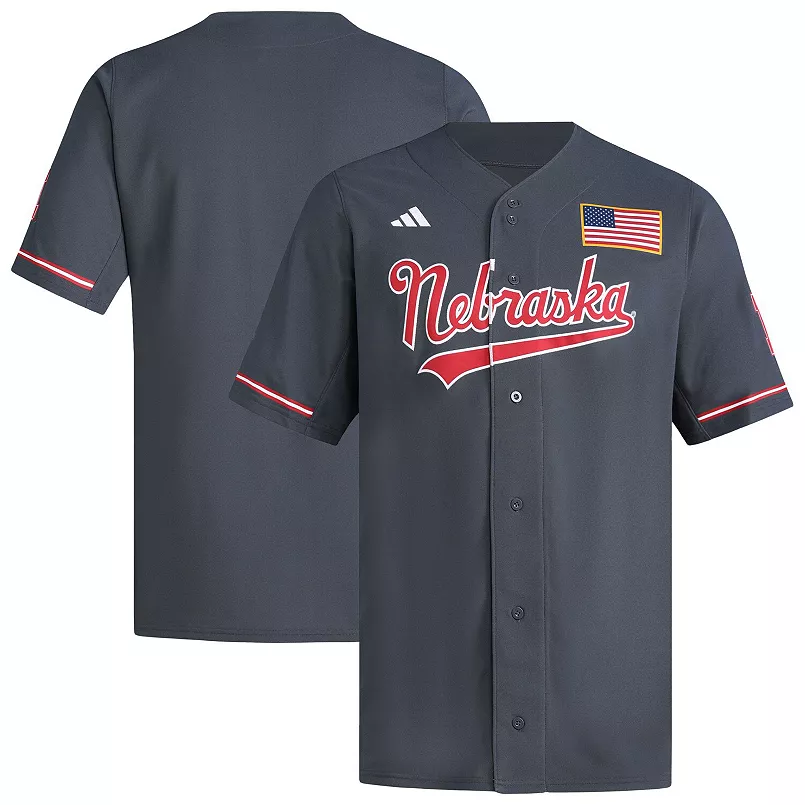 Men's adidas Gray Nebraska Huskers Replica Baseball Jersey - Jersey