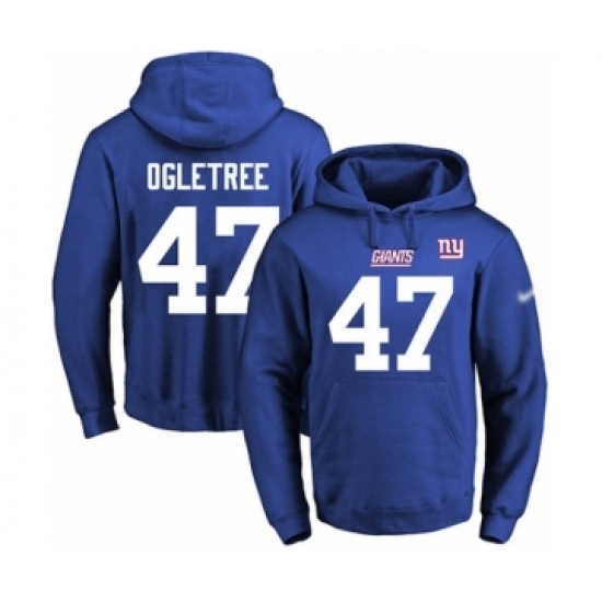 Football Men's New York Giants #47 Alec Ogletree Royal Blue Name & Number Pullover Hoodie - Jersey