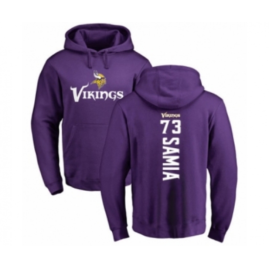 Football Minnesota Vikings #73 Dru Samia Purple Backer Pullover Hoodie - Jersey