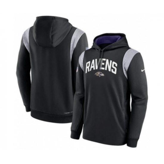 Men's Baltimore Ravens Black Sideline Stack Performance Pullover Hoodie - Jersey