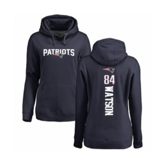 Football Women's New England Patriots #84 Benjamin Watson Navy Blue Backer Pullover Hoodie - Jersey