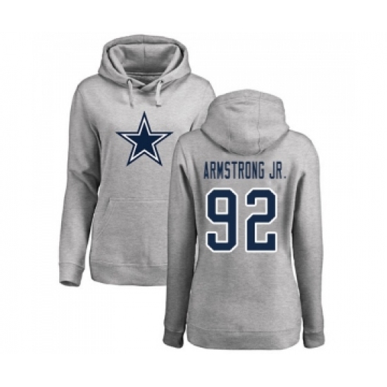 Football Women's Dallas Cowboys #92 Dorance Armstrong Jr. Ash Name & Number Logo Pullover Hoodie - Jersey
