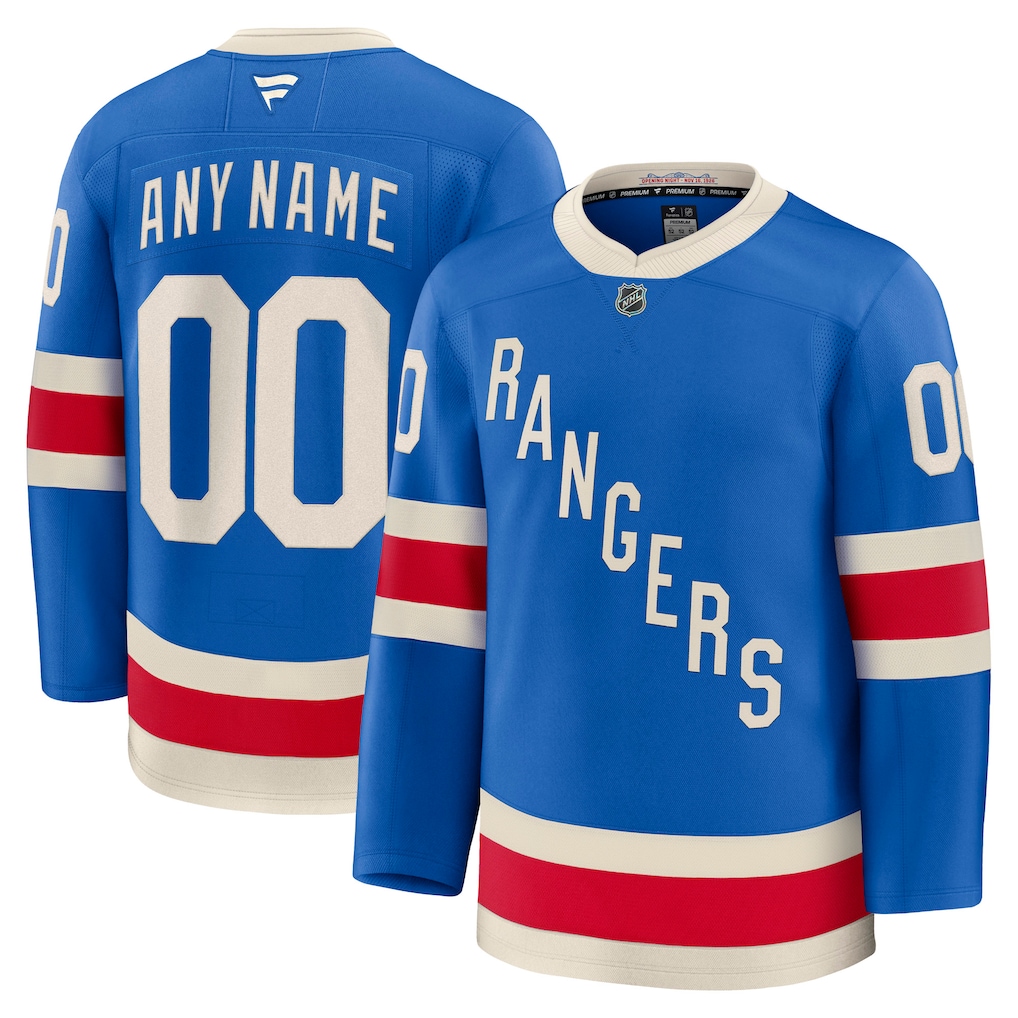 Men's New York Rangers Fanatics Blue Centennial Premium Custom Jersey - Jersey