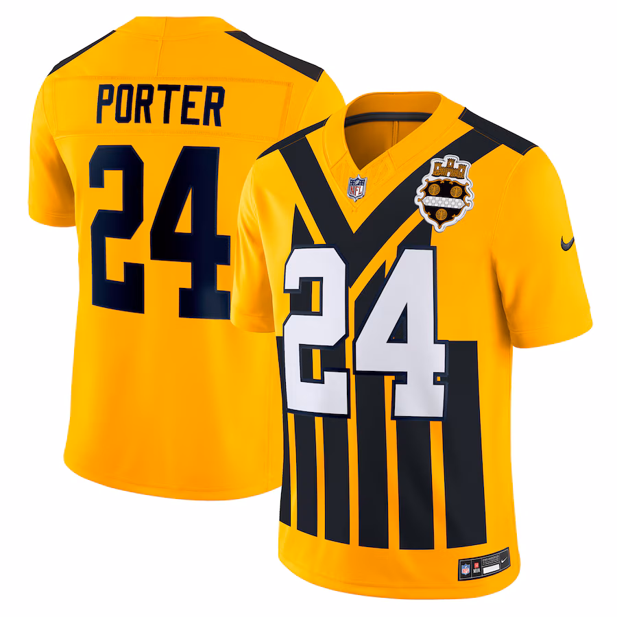 Men's Pittsburgh Steelers Joey Porter Jr. Nike Gold Alternate 1933 Throwback Vapor F.U.S.E. Limited Jersey - Jersey