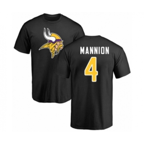 Football Minnesota Vikings #4 Sean Mannion Black Name & Number Logo T-Shirt - Jersey