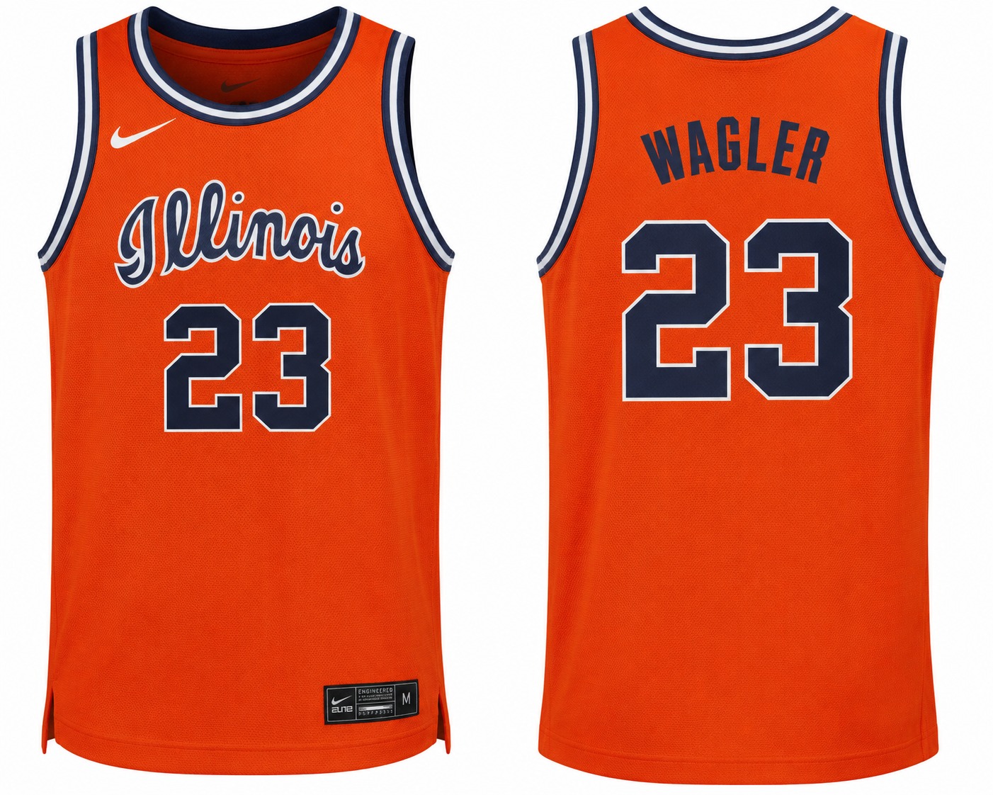 Unisex Illinois Fighting Illini Orange Custom Basketball Jersey #23 Wagler - Jersey