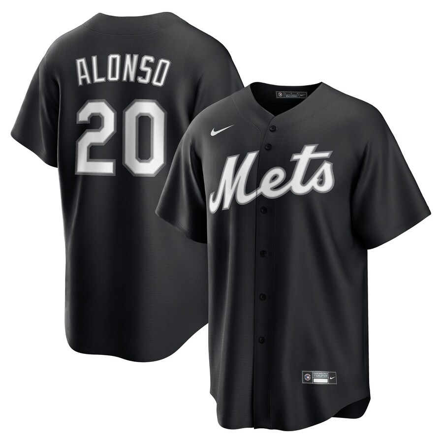 Men's New York Mets Pete Alonso Nike Black Lights Out Replica Player Jersey - Jersey