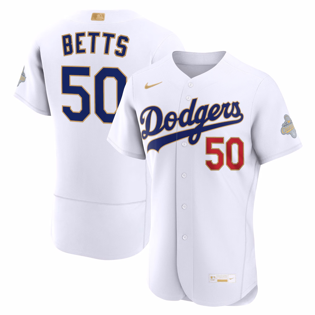 Men's Los Angeles Dodgers Mookie Betts Nike White 2026 Gold Collection Authentic Jersey - Jersey