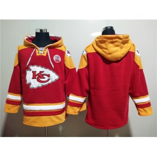 Men's Kansas City Chiefs Blank Red Lace-Up Pullover Hoodie - Jersey