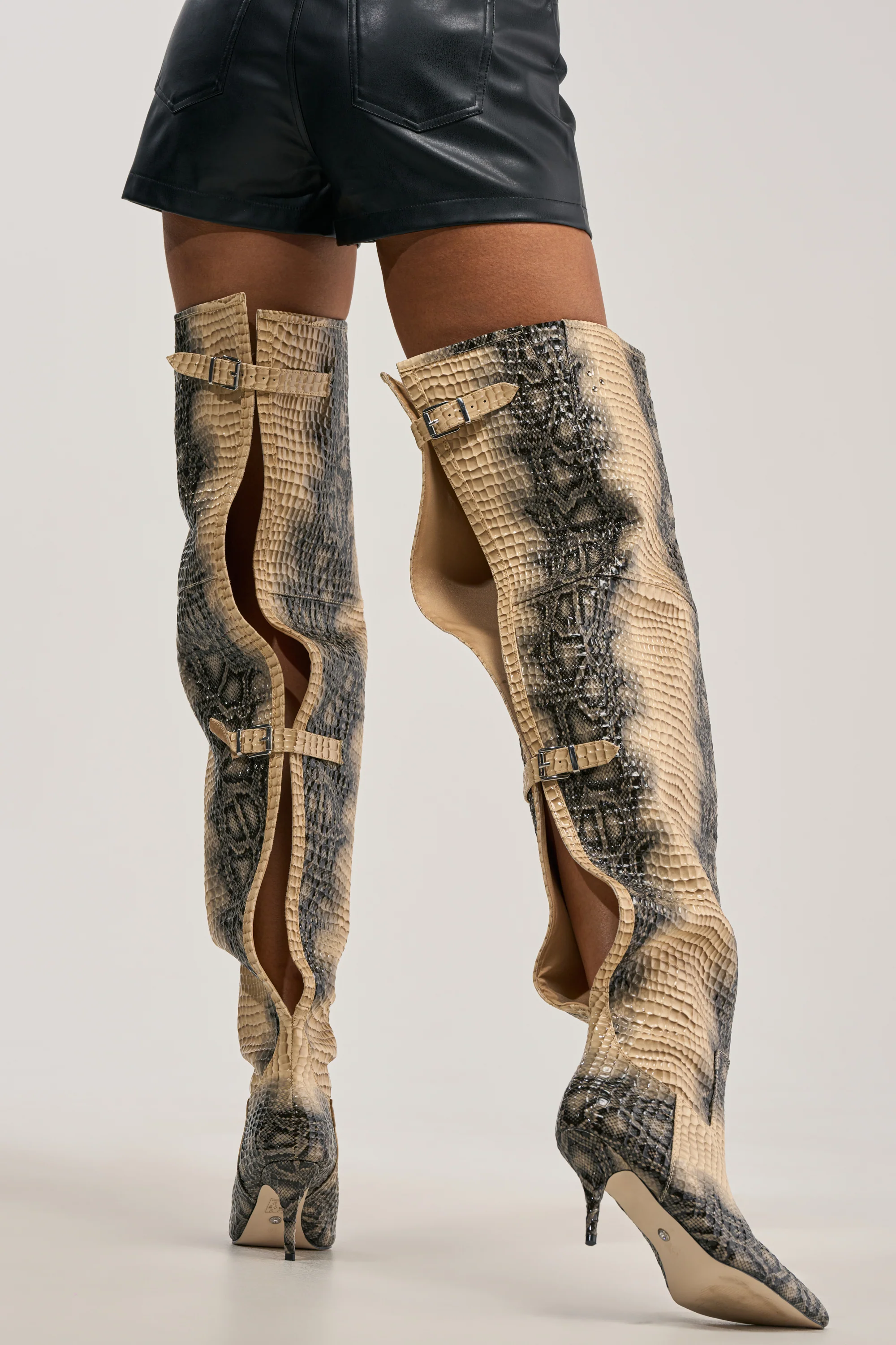 AZALEA WANG MOONREEL SNAKE THIGH HIGH BOOT - Akira Wear