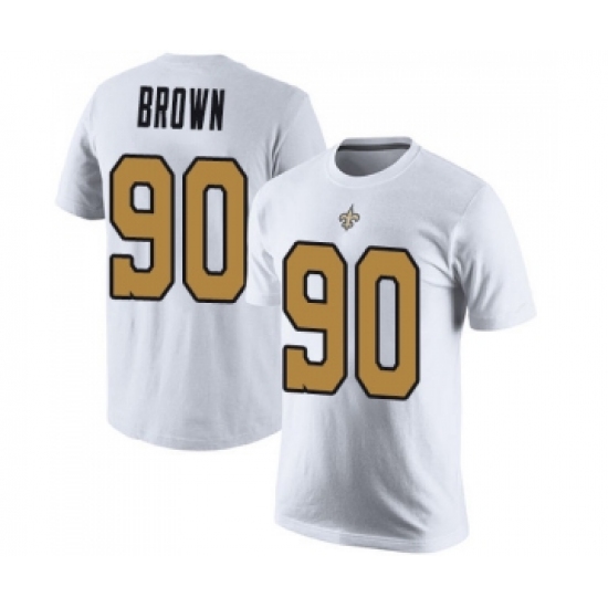 Football New Orleans Saints #90 Malcom Brown White Rush Pride Name & Number T-Shirt - Jersey