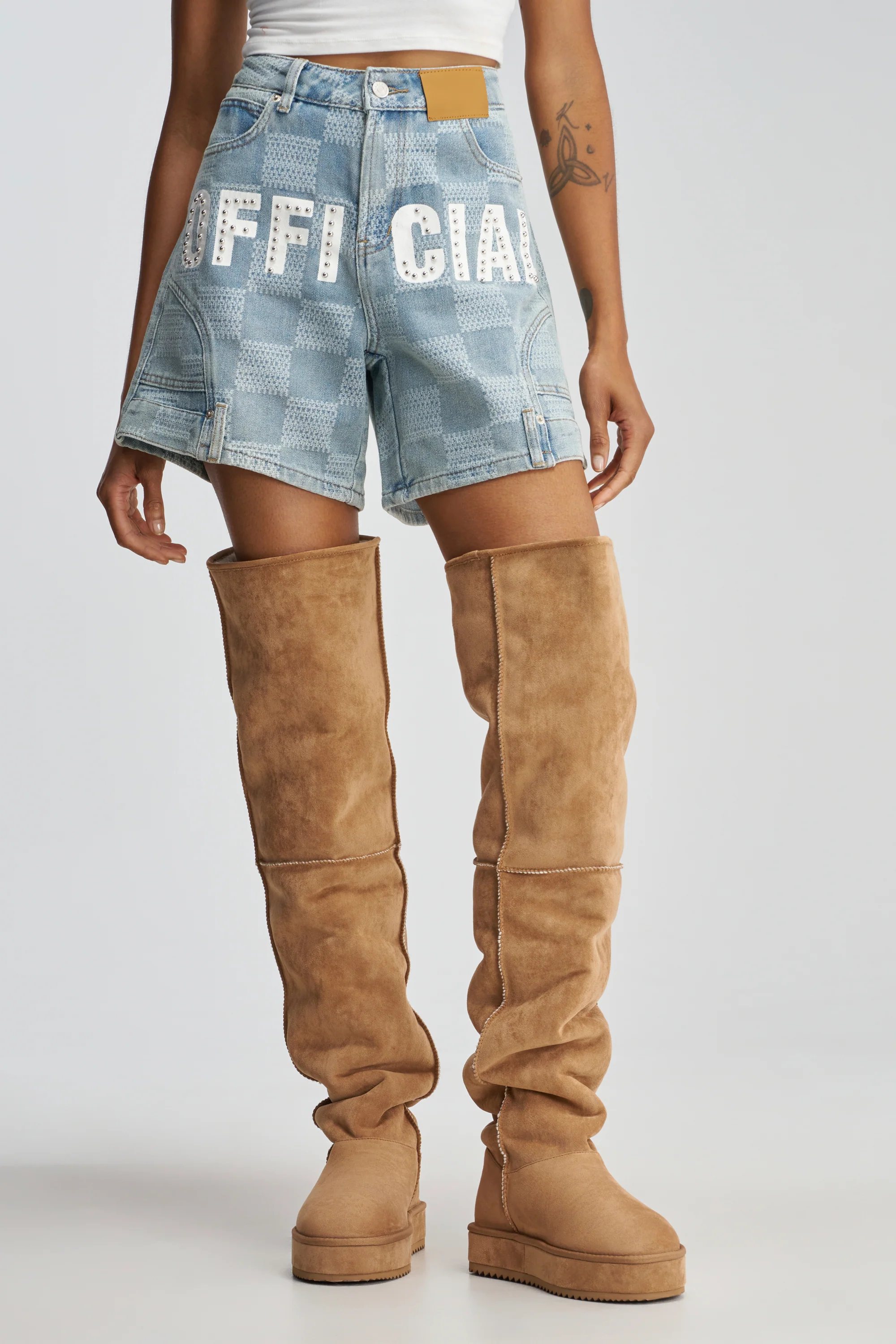AZALEA WANG MARLOW CHESTNUT FAUX SUEDE SHERLING OVER THE KNEE PLATFORM BOOT - Akira Wear